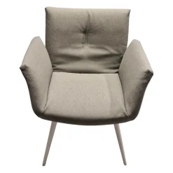 COR Einzelstühle|Armlehnstuhl Alvo Stoff 7208 Steingrau Schale Lack Schneeweiß Holzgestell Schneeweiß Lackiert Mit Kunststoffgleitern