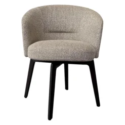 Minotti Einzelstühle|Armlehnstuhl Amelie Dining Stoff Douglas 08 Corda Grau Gestell Kastanie Drehbar