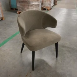 Minotti Einzelstühle|Armlehnstuhl Aston Bezug Hunt Grau Gestell Massivholz Esche Lackiert Moka