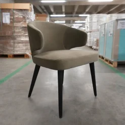 Minotti Einzelstühle|Armlehnstuhl Aston Bezug Hunt Grau Gestell Massivholz Esche Lackiert Moka