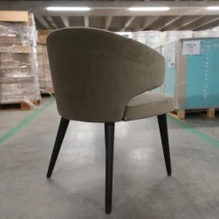 Minotti Einzelstühle|Armlehnstuhl Aston Bezug Hunt Grau Gestell Massivholz Esche Lackiert Moka