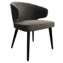 Minotti Einzelstühle|Armlehnstuhl Aston Bezug Hunt Dunkelgrau Gestell Massivholz Esche Lackiert Moka