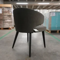 Minotti Einzelstühle|Armlehnstuhl Aston Bezug Hunt Dunkelgrau Gestell Massivholz Esche Lackiert Moka