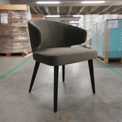 Minotti Einzelstühle|Armlehnstuhl Aston Bezug Hunt Dunkelgrau Gestell Massivholz Esche Lackiert Moka