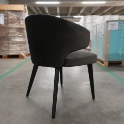 Minotti Einzelstühle|Armlehnstuhl Aston Bezug Hunt Anthrazit Gestell Massivholz Esche Lackiert Moka