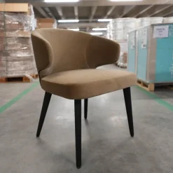 Minotti Einzelstühle|Armlehnstuhl Aston Bezug Hunt Braun Gestell Massivholz Esche Lackiert Moka