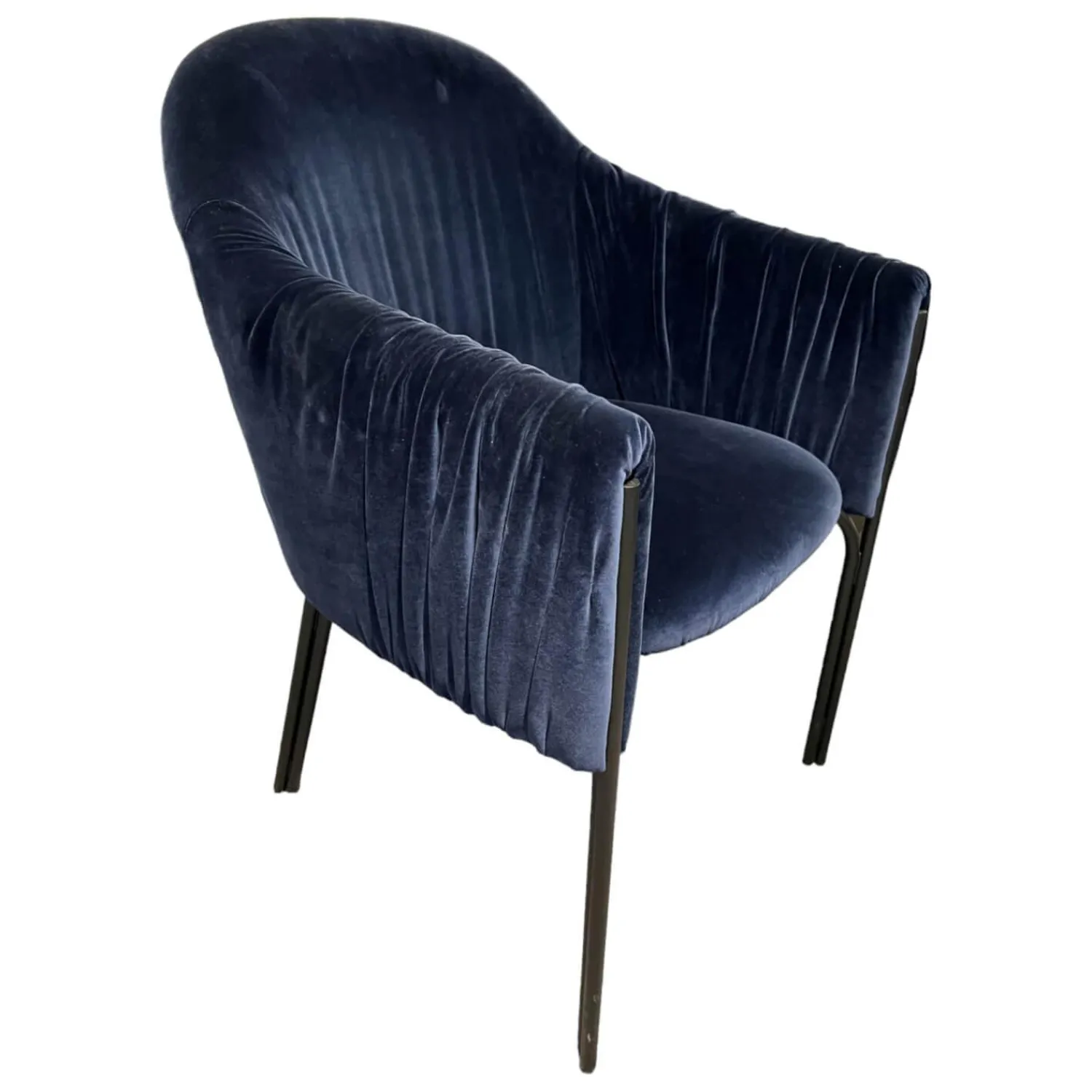 Freifrau Einzelstühle|Armlehnstuhl Celine High Uni Stoff Harald 3 792 Dunkelblau Stahlgestell Celine Schwarz Gleiter Aus Kunststoff