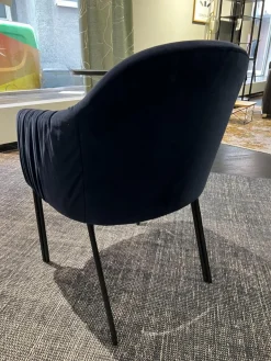 Freifrau Einzelstühle|Armlehnstuhl Celine High Uni Stoff Harald 3 792 Dunkelblau Stahlgestell Celine Schwarz Gleiter Aus Kunststoff