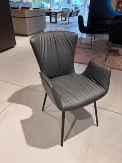 Draenert Einzelstühle|Armlehnstuhl Dexter Leder I 919 Grau Gestell Stahl Schwarz Pulverbeschichtet