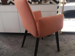COR Einzelstühle|Armlehnstuhl Jalis Stoff 10071 Grapefruit Orange Rot Gestell Eiche Massiv Dunkel Lackiert Mit Kunststoffgleitern