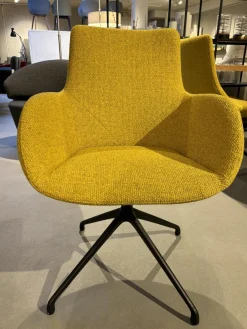 Werther Einzelstühle|Armlehnstuhl Jona Stoff Brera U 3280 Gelb Gestell Fußkreuz Schwarz Drehbar