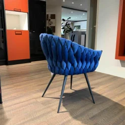 Kare Design Einzelstühle|Armlehnstuhl Knot Stoff Blau Gestell Holz Braun