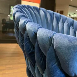 Kare Design Einzelstühle|Armlehnstuhl Knot Stoff Blau Gestell Holz Braun