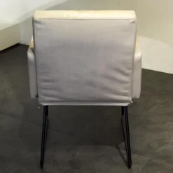 KFF Einzelstühle|Armlehnstuhl Leder Anilin Steingrau Gestell Schwarz