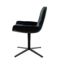 Freifrau Stuhlsets|Armlehnstuhl Leya Low Innen Stoff Harald 3 182 Dunkelblau Außen Leder Opium