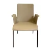 Walter Knoll Einzelstühle|Armlehnstuhl Liz 1314 Leder Ascot Pearl Beige Gestell Bronze Schwarz Matt Hoher Rücken