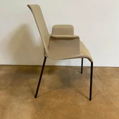 Walter Knoll Einzelstühle|Armlehnstuhl Liz 1314 Leder Ascot Pearl Beige Gestell Bronze Schwarz Matt Hoher Rücken