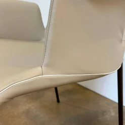 Walter Knoll Einzelstühle|Armlehnstuhl Liz 1314 Leder Ascot Pearl Beige Gestell Bronze Schwarz Matt Hoher Rücken