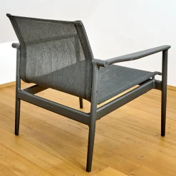 Gloster Einzelstühle|Armlehnstuhl Lounge Chair 180 Bezug Sling Anthrazit Aluminiumgestell Meteor Anthrazit Pulverbeschichtet