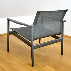 Gloster Einzelstühle|Armlehnstuhl Lounge Chair 180 Bezug Sling Anthrazit Aluminiumgestell Meteor Anthrazit Pulverbeschichtet