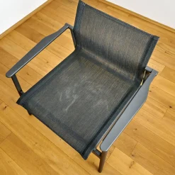 Gloster Einzelstühle|Armlehnstuhl Lounge Chair 180 Bezug Sling Anthrazit Aluminiumgestell Meteor Anthrazit Pulverbeschichtet