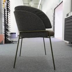 KFF Einzelstühle|Armlehnstuhl Lunar Sitz Leder Rawhide Bark 351 Grau Rücken Stoff Ascot Mousse 2405 Grau Metallgestell Struktur Oliv Grau Grün