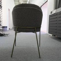 KFF Einzelstühle|Armlehnstuhl Lunar Sitz Leder Rawhide Bark 351 Grau Rücken Stoff Ascot Mousse 2405 Grau Metallgestell Struktur Oliv Grau Grün