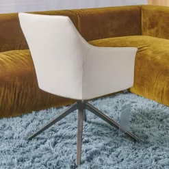 Leolux Einzelstühle|Armlehnstuhl Mara Cruz Bezug Leder Senso 9050 Pampas Weiß Drehgestell Epoxy E.220