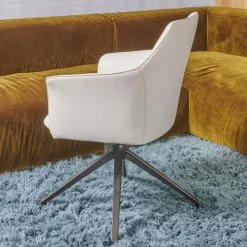 Leolux Einzelstühle|Armlehnstuhl Mara Cruz Bezug Leder Senso 9050 Pampas Weiß Drehgestell Epoxy E.220