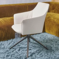 Leolux Einzelstühle|Armlehnstuhl Mara Cruz Bezug Leder Senso 9050 Pampas Weiß Drehgestell Epoxy E.220