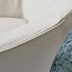 Leolux Einzelstühle|Armlehnstuhl Mara Cruz Bezug Leder Senso 9050 Pampas Weiß Drehgestell Epoxy E.220