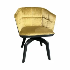 Freifrau Einzelstühle|Armlehnstuhl Marla High Innen Stoff Avalon 21 Gold Gelb Leder Opium Carbon Schwarz Gestell Eiche Schwarz