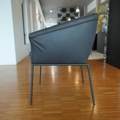KFF Einzelstühle|Armlehnstuhl Milo Leder Glove Dolphin 451 Gestell Metall Anthrazit M23