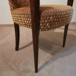 Finkeldei Einzelstühle|Armlehnstuhl Modell Visconti Orly 9620 Stoff Bezug Toul 33 118 Goldgelb Braun Sichtholzgestell Gebeizt und Lackiert