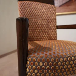 Finkeldei Einzelstühle|Armlehnstuhl Modell Visconti Orly 9620 Stoff Bezug Toul 33 118 Goldgelb Braun Sichtholzgestell Gebeizt und Lackiert