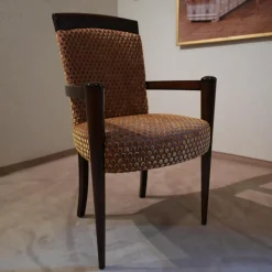 Finkeldei Einzelstühle|Armlehnstuhl Modell Visconti Orly 9620 Stoff Bezug Toul 33 118 Goldgelb Braun Sichtholzgestell Gebeizt und Lackiert