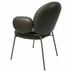 Freifrau Stuhlsets|Armlehnstuhl Nana Leder Opium Plaza Brau Graun 80018 Cat. 154 Stahlgestell Beigegrau ME006 lackiert