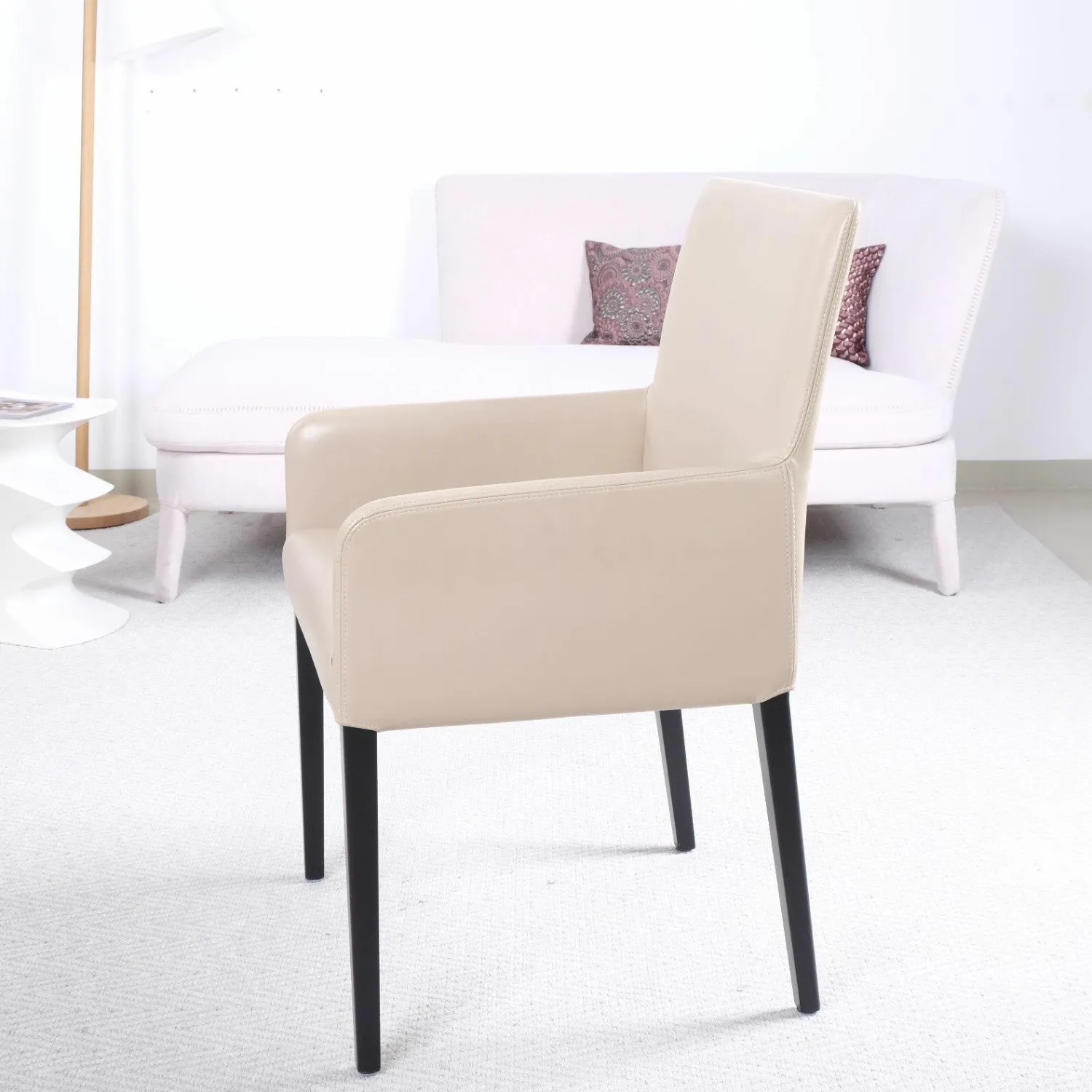 Wittmann Einzelstühle|Armlehnstuhl Nils Leder Nappa Stone Gestell Buche Schwarz