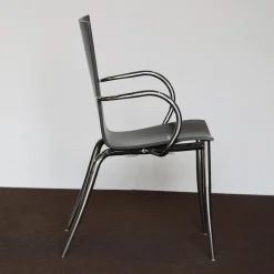 Driade Einzelstühle|Armlehnstuhl Olly Tango Ausführung Ebenholzfarbener Ahorn Gestell Stahl Verchromt Stapelbar