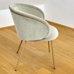 Freifrau Einzelstühle|Armlehnstuhl Ona Bezug Stoff Velour Kvadrat Harald 3 143 Goldbeige Beige Stahlgestell Ona Messing ME021