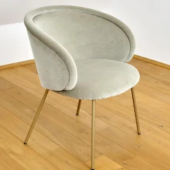 Freifrau Einzelstühle|Armlehnstuhl Ona Bezug Stoff Velour Kvadrat Harald 3 143 Goldbeige Beige Stahlgestell Ona Messing ME021