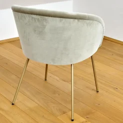 Freifrau Einzelstühle|Armlehnstuhl Ona Bezug Stoff Velour Kvadrat Harald 3 143 Goldbeige Beige Stahlgestell Ona Messing ME021