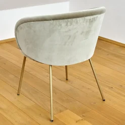 Freifrau Einzelstühle|Armlehnstuhl Ona Bezug Stoff Velour Kvadrat Harald 3 143 Goldbeige Beige Stahlgestell Ona Messing ME021