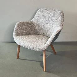 Walter Knoll Einzelstühle|Armlehnstuhl Sheru 353 10C Innen Stoff Sorel 7872 Tanzanite Grau Außen Leder Vintage 1437 Midnight Blue Blau Gestell Nussbaum