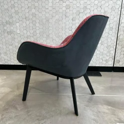 Walter Knoll Einzelstühle|Armlehnstuhl Sheru 353 10C Innen Stoff Oakworth Cassis 2949 14 Rosa Rot Außen Vintage Night Blue Schwarz Gestell Schwarz