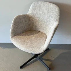 Walter Knoll Einzelstühle|Armlehnstuhl Sheru 1437 C Sitz Stoff Togba Sahara Beige Rücken Leder Elen Bamboo Braun Gestell Bronze Pulverbeschichtet