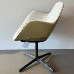 Walter Knoll Einzelstühle|Armlehnstuhl Sheru 1437 C Sitz Stoff Togba Sahara Beige Rücken Leder Elen Bamboo Braun Gestell Bronze Pulverbeschichtet