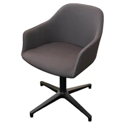Vitra Einzelstühle|Armlehnstuhl Softshell Bezug Stoff Plano Dunkelgrau 4 Stern Gestell Drehbar Aus Aluminium Pulverbeschichtet Basic Dark Schwarz