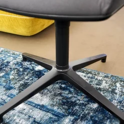 Vitra Einzelstühle|Armlehnstuhl Softshell Bezug Stoff Plano Dunkelgrau 4 Stern Gestell Drehbar Aus Aluminium Pulverbeschichtet Basic Dark Schwarz