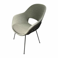 Freifrau Einzelstühle|Armlehnstuhl Theia High Stoff Shake Algae Grau Grün Stahlgestell Tiefschwarz Mit Filzgleitern